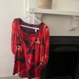 Hutch Red and Black Floral Dress